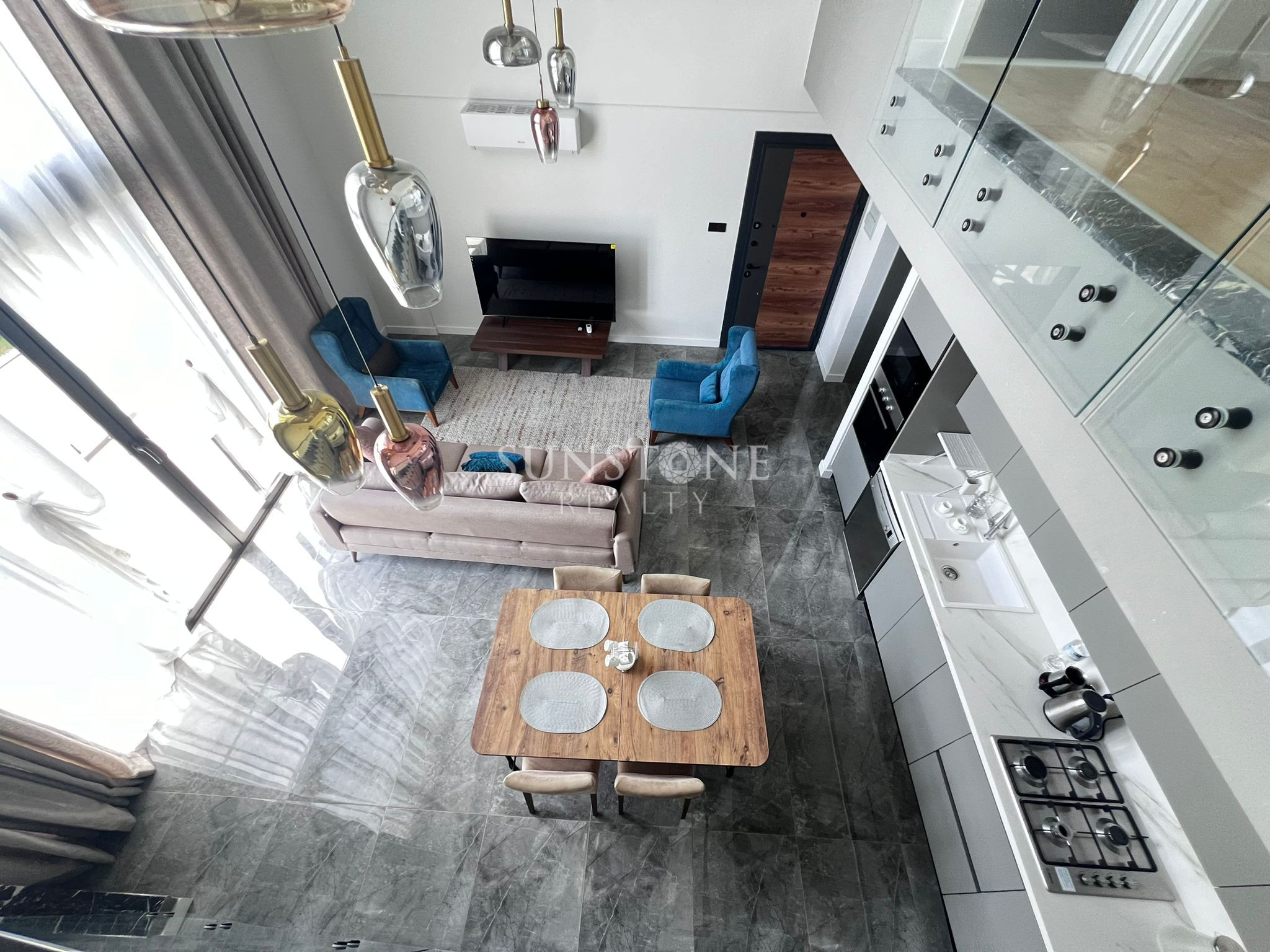 In Cyprus - Kyrenia - Karaoğlanoğlu, within a complex with a pool, fully furnished, for rent 3+1 loft apartment in the hotel area 3
